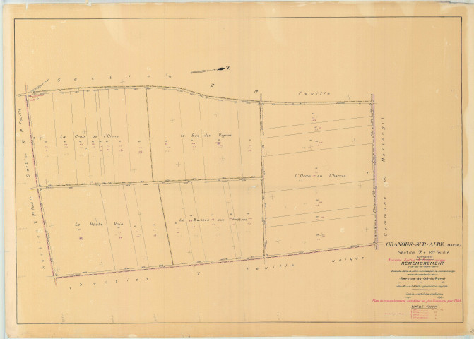 Granges-sur-Aube (51279). Section Z2 échelle 1/2000, plan remembré pour 01/01/1954, régulier avant 20/03/1980 (papier)