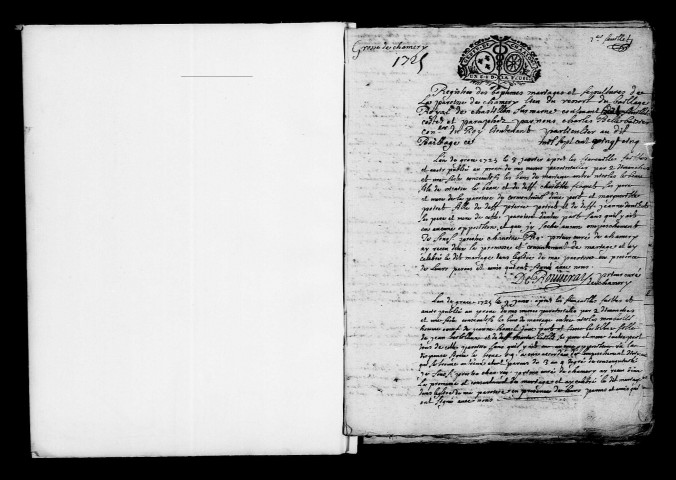 Chamery. Baptêmes, mariages, sépultures 1725-1764