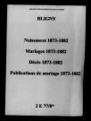 Bligny. Naissances, mariages, décès, publications de mariage 1873-1882