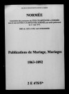 Normée. Publications de mariage, mariages 1863-1892
