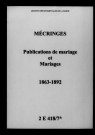 Mécringes. Publications de mariage, mariages 1863-1892