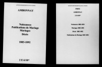 Ambonnay. Naissances, publications de mariage, mariages, décès 1883-1892
