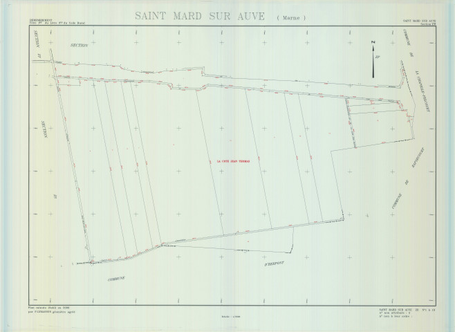 Saint-Mard-sur-Auve (51498). Section ZR échelle 1/2000, plan remembré pour 2006, plan régulier (calque)