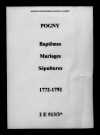 Pogny. Baptêmes, mariages, sépultures 1772-1792