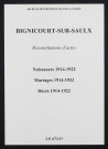 Bignicourt-sur-Saulx. Naissances, mariages, décès 1914-1922 (reconstitutions)