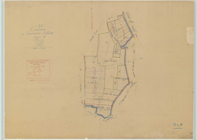 Luxémont-et-Villotte (51334). Section A2 échelle 1/2500, plan mis à jour pour 1935, plan non régulier (papier)