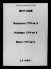 Montbré. Naissances, mariages, décès 1793-an X