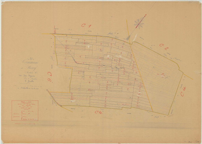 Bouy (51078). Section C3 échelle 1/2000, plan mis à jour pour 1934, plan non régulier (papier)