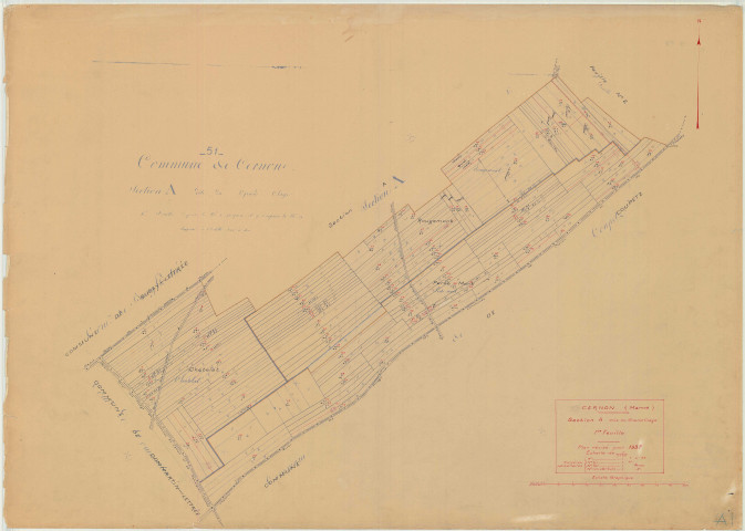 Cernon (51106). Section A1 échelle 1/2500, plan mis à jour pour 1937, plan non régulier (papier)