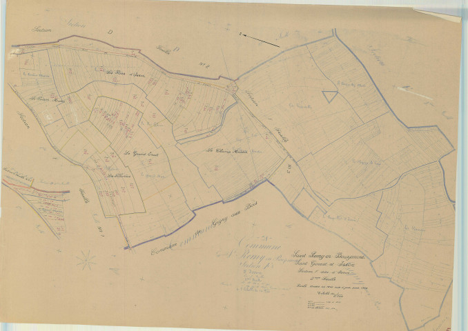 Saint-Remy-en-Bouzemont-Saint-Genest-et-Isson (51513). Section F2 échelle 1/2000, plan mis à jour pour 1955, plan non régulier (papier)