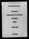 Bétheniville. Naissances, publications de mariage, mariages, décès 1843-1852