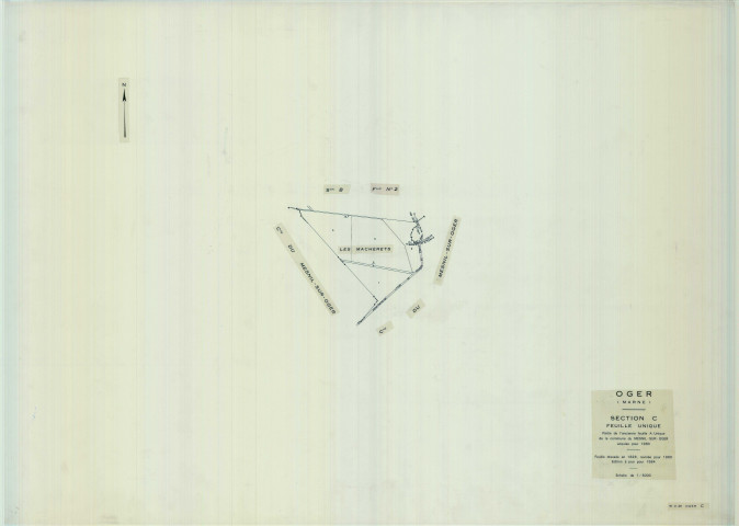 Oger (51411). Section C échelle 1/5000, plan renouvelé pour 01/01/1960, régulier avant 20/03/1980 (calque)
