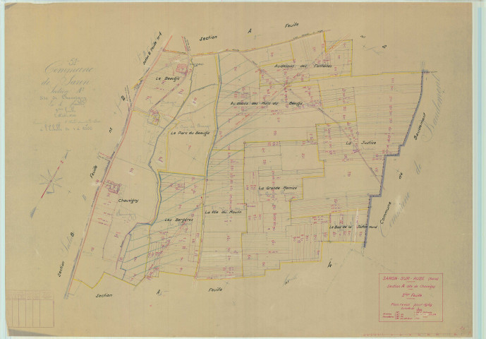 Saron-sur-Aube (51524). Section  A3 échelle 1/2500, plan mis à jour pour 01/01/1949, non régulier (papier)