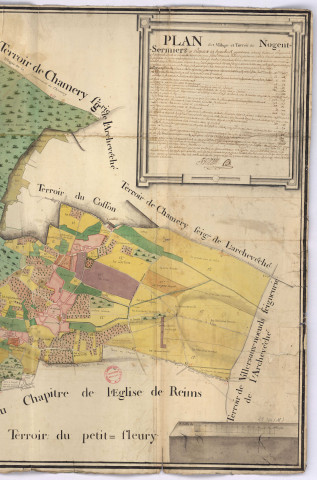 Plan des village et terroir de Nogent-Sermiers et des hameaux qui en dépendent (1786), Pierre Villain
