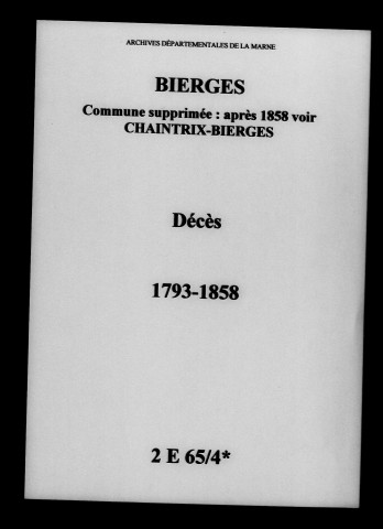 Bierges. Décès 1793-1858