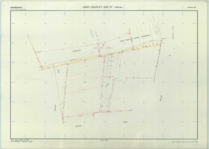 Saint-Souplet-sur-Py (51517). Section ZO échelle 1/2000, plan remembré pour 1981, plan régulier de qualité P5 (papier armé).