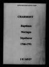 Charmont. Baptêmes, mariages, sépultures 1768-1791