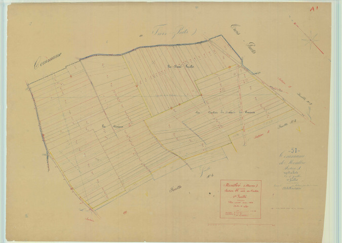 Montbré (51375). Section A1 échelle 1/1250, plan mis à jour pour 1936, plan non régulier (papier).