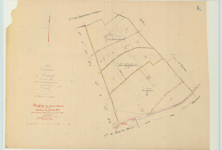 Pargny-lès-Reims (51422). Section A1 échelle 1/2000, plan mis à jour pour 1962, plan non régulier (papier).