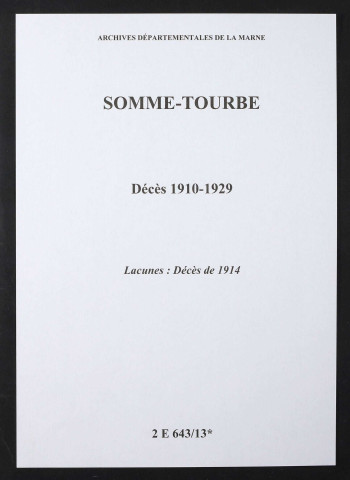 Somme-Tourbe. Décès 1910-1929