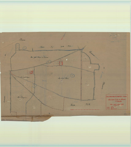 Val-des-Marais (51158). Aulnay-aux-Planches (51021). Section C1 échelle 1/2500, plan mis à jour pour 1933, plan non régulier (calque)
