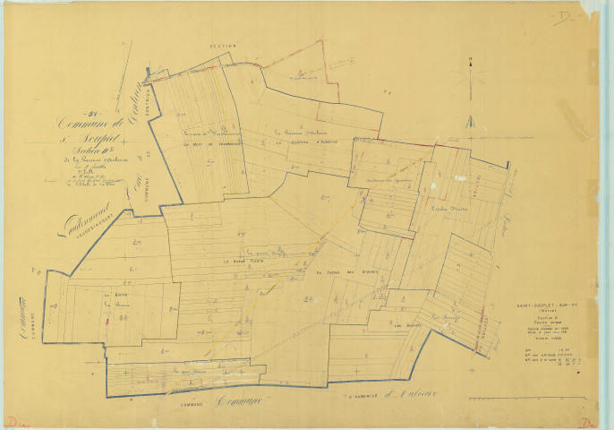 Saint-Souplet-sur-Py (51517). Section D échelle 1/2500, plan mis à jour pour 1962, plan non régulier (papier).