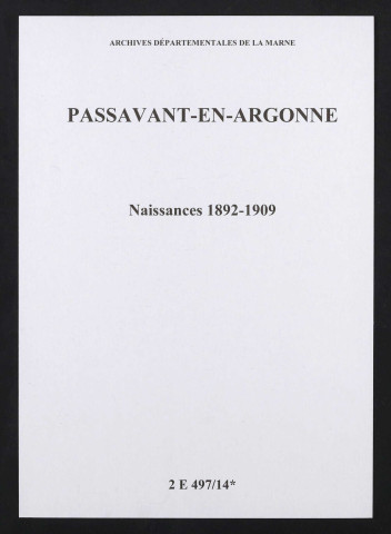 Passavant-en-Argonne. Naissances 1892-1909