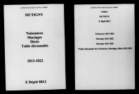 Mutigny. Naissances, mariages, décès et tables décennales des naissances, mariages, décès 1813-1822