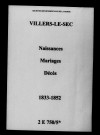Villers-le-Sec. Naissances, mariages, décès 1833-1852
