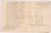 Plan de deux pièces de prés retournées de Monsieur Bocquet sises sur le terroir d'Epernay, dressé par Jacques D’Olizy, 1743.