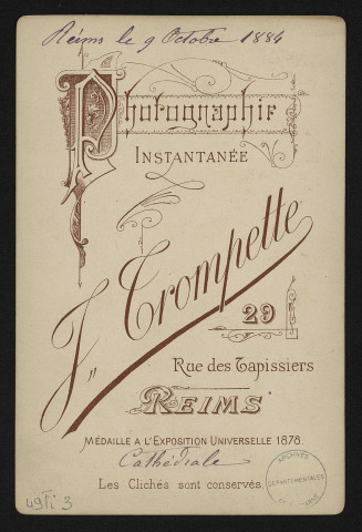 REIMS. Cathédrale de Reims (9 octobre 1884).