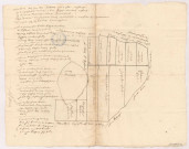 Arpentage et plan figuré d'une pièce de bois appelé les hauts Bastis, Louvois, 1621.