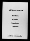 Vienne-la-Ville. Baptêmes, mariages, sépultures 1718-1727