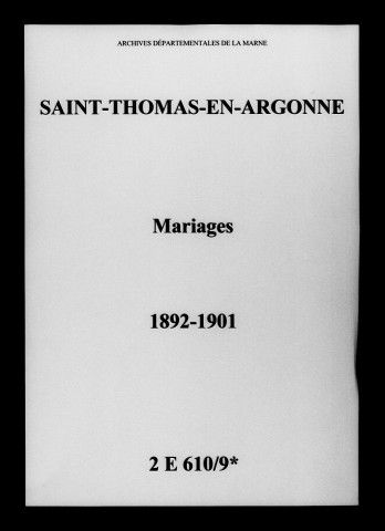 Saint-Thomas. Mariages 1892-1901