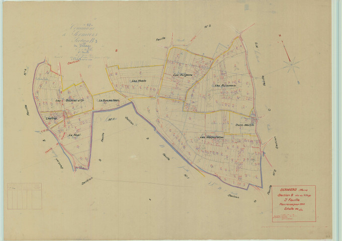 Sermiers (51532). Section B3 échelle 1/1250, plan mis à jour pour 1940, plan non régulier (papier).