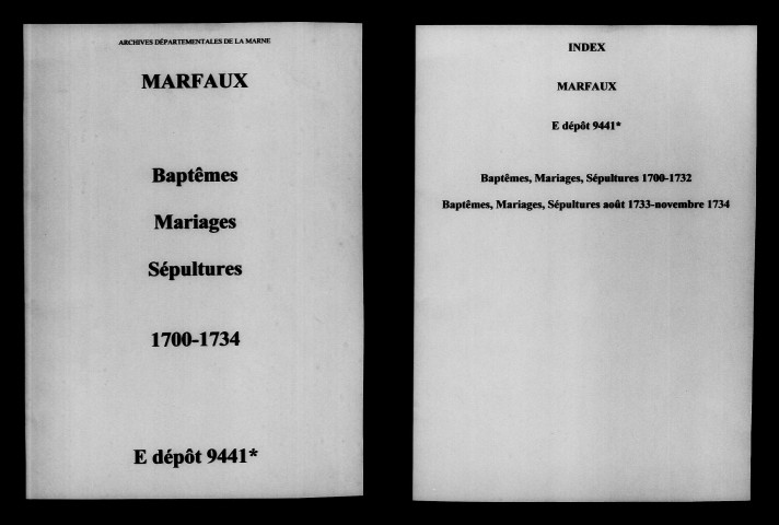 Marfaux. Baptêmes, mariages, sépultures 1700-1734