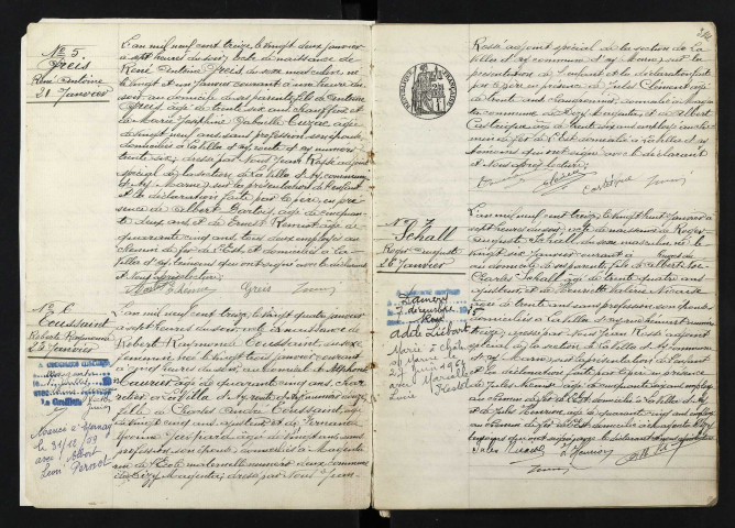 Villa d'Ay (La). Ay. Naissances, publications de mariage 1913-1922