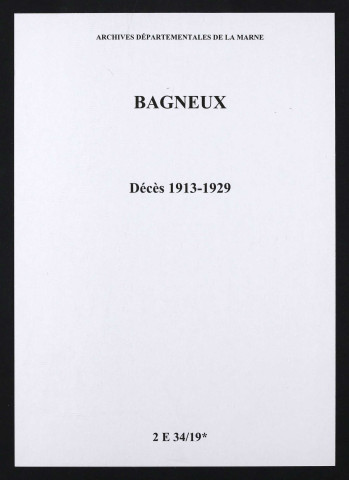 Bagneux. Décès 1913-1929