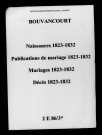 Bouvancourt. Naissances, publications de mariage, mariages, décès 1823-1832