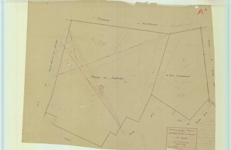 Boult-sur-Suippe (51074). Section A1 échelle 1/2500, plan mis à jour pour 1934, plan non régulier (papier).