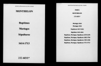 Monthelon. Baptêmes, mariages, sépultures 1614-1713