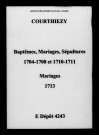 Courthiézy. Baptêmes, mariages, sépultures 1704-1713