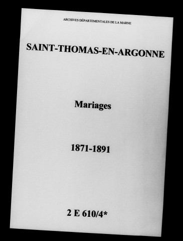 Saint-Thomas. Mariages 1871-1891