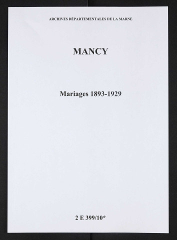 Mancy. Mariages 1893-1929