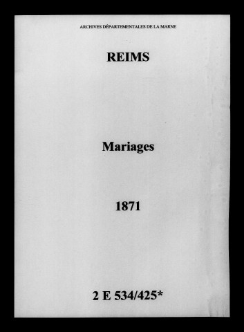 Reims. Mariages 1871
