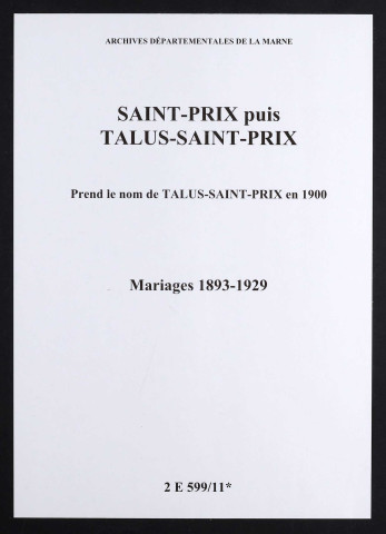 Saint-Prix. Mariages 1893-1929