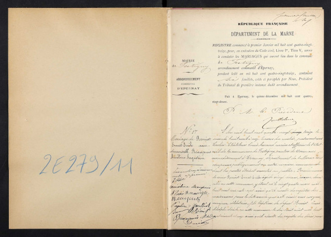 Festigny. Mariages 1893-1929