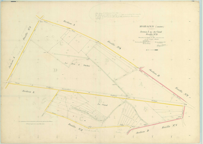 Val-des-Marais (51158). Morains (51383). Section A3 échelle 1/1000, plan mis à jour pour 1927, plan non régulier (papier)