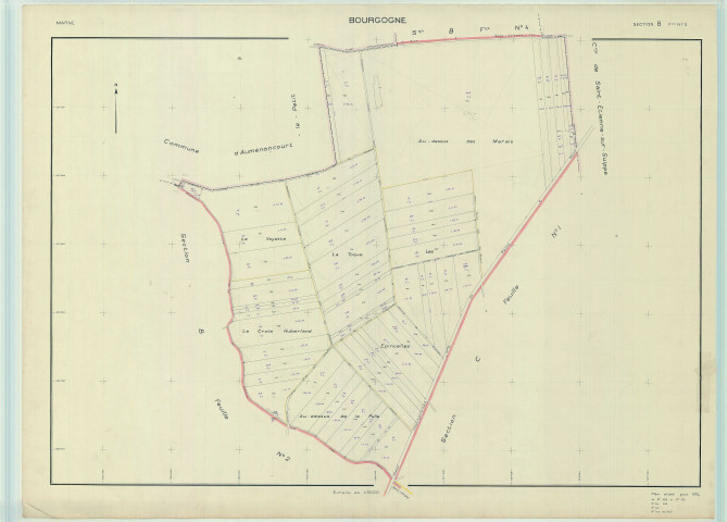 Bourgogne-Fresne (51075). Section B3 2 échelle 1/2500, plan refait pour 1954, plan régulier (papier).