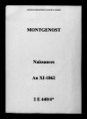 Montgenost. Naissances an XI-1862